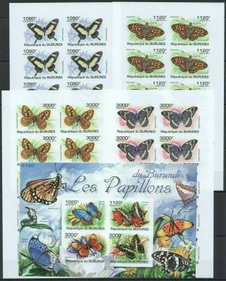 S1538 Imperforate 2011 Burundi Fauna Butterflies Les Papillons Kb,  10set Mnh