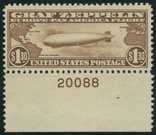 C14 $1.  30 Zeppelin Vf,  Og Nh With Plate No.  Cv $650 Bu4947