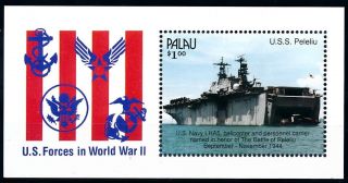 [sold] [68425] Palau 1990 World War Ii Navy Ship Souvenir Sheet Mnh