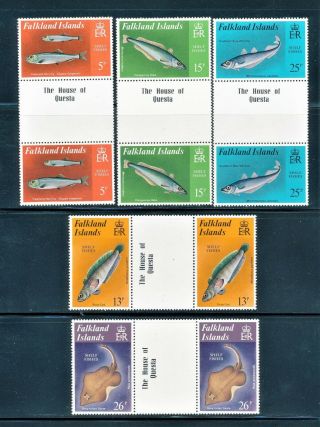 Falkland Islands 1981 Fish Set Gutter Pairs Scott 334 - 38