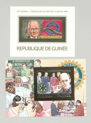 Guinea 1984 Rotary,  Paul Harris 2v Gold Imperf S/s