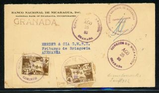 Nicaragua Postal History: Lot 114 1933 Official Granada - Freiburg Germany $$$