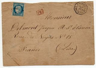 1874 Indo - China Vietnam To France Cover,  25c Ceres,  Military Cancel