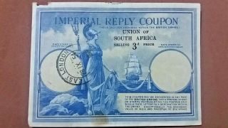 1954 3d Imperial Reply Coupon Posted East London,  U.  K.  / Union Of South Africa R