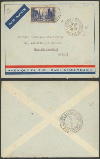 France 1932 - Air Mail Cover To Rio Brazil S93