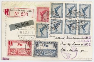 1932 Germany / Luxembourg Mixed Franking Zeppelin Cover,  Top Rarity