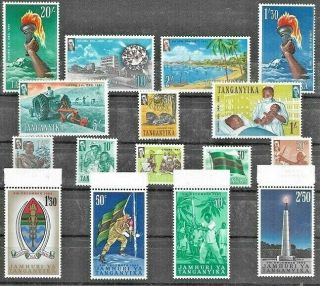 Tanganyika,  Complete Issue To 20/ -,  1961 - 62.  16 Un - Mounted.  Sets.