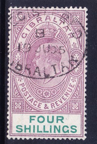 Gibraltar Edvii 1903 Sg53 4/ - Dull Purple & Green Wmk Ca Very Fine Cat £225