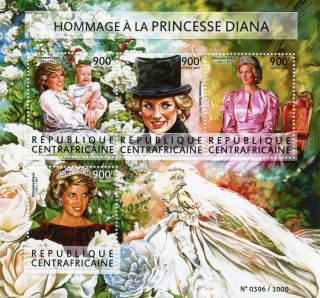 Central African Republic 2015 Mnh Princess Diana Tribute 4v M/s Royalty