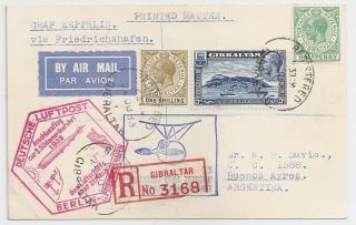 1933 Gibraltar To Argentina Zeppelin Cover,  Franking,  Rarity
