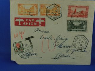 Maroc Morocco Old Airmail Cover 1933 To Switzerland With Postage Due (c2/12)
