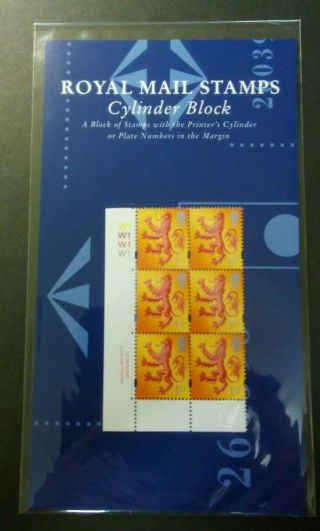 Gb 1999 Scotland 1st Scottish Lion Stamps Cylinder Block Format Pack Scarce