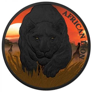 Republic Of Chad 2017 5000 Cfa African Lion - Lion Night 1oz Silver Coin