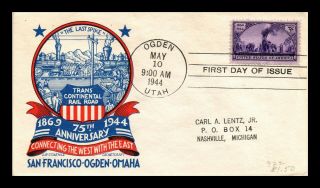 Dr Jim Stamps Us Transcontinental Railroad Fdc Cover Scott 922 Cachet Craft