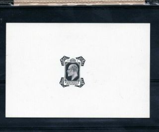 King Edward Vii Stamp 1901 10d Die Proof On Head Plate In Black And White Glazed