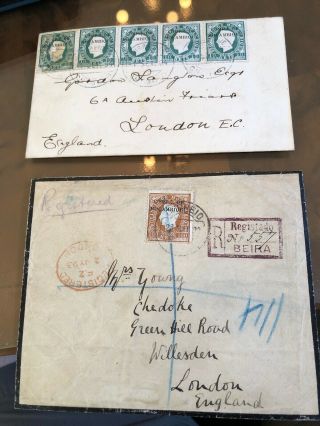 2 1890’s Portuguese Colonial Mozambique Postal Covers To London (1 Registered)