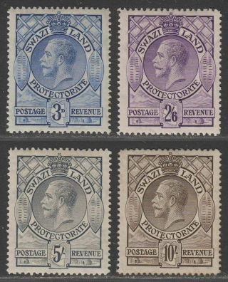 Swaziland 1933 King George V 3d,  2sh6d,  5sh,  10sh £190 Lightly Toned Gum