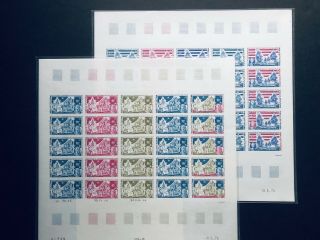 Wallis Futuna Bicentennial 187 - 188 2 Full Sheets 25v Trial Color Plate Proofs