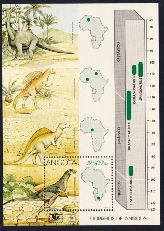 Angola Dinosaurs Ms Mnh Sg Ms1065 Sc 910