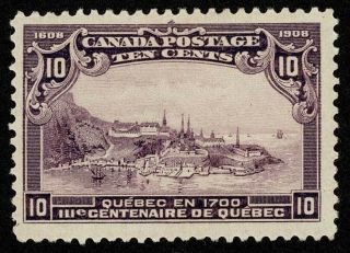 Canada Stamp Scott 101 10c Quebec Tercentenary Issue 1908 Lh Og $200