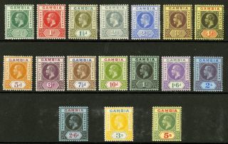 Gambia 1912 - 22 Scott 70 - 86 Lightly Hinged Set