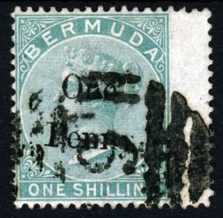 Bermuda Queen Victoria 1875 One Shilling Green Surcharged " One Penny " Sg 17 Vfu