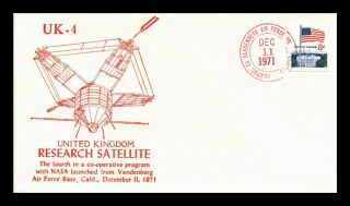 Dr Jim Stamps Us Uk 4 Research Satellite Space Event Cover 1971 Vandenberg Afb