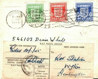 Gb Victory Cover 1945 Channel Islands Liberation Guernsey Arms Raf Label Mc115