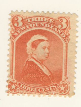 Newfoundland Stamp Scott 33 3 - Cents Queen Victoria Mh