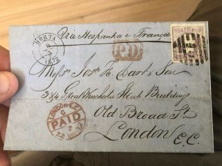 Rare 1872 Portugal Colonial Folded Letter Cover Horta Azores To London England