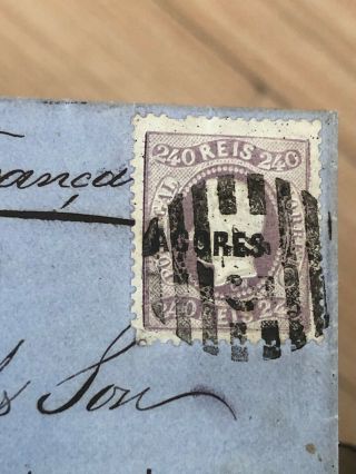Rare 1872 Portugal Colonial Folded Letter Cover Horta Azores To London England 4