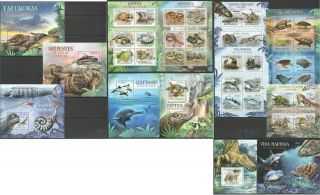 I1190 2012 Mozambique Fish & Marine Life Reptiles Snakes Dolphins 6kb,  7kb Mnh