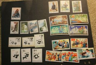 Authentic China 1970s 6 Mnh Stamp Sets W N44 Iron Man N28 - 31 Canal N57 Panda