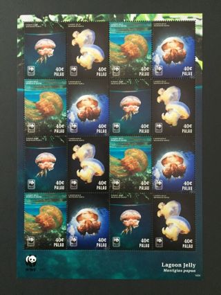 Palau 2014 Wwf Marine Life Jellyfish Sheet Mnh