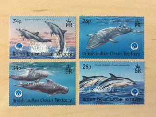 British Indian Ocean Marine Lifewhale & Dolphine Stamps Completed Set Mnh