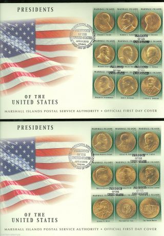 Marshall Islands Presidents Of The United States Set Of Five First Day Covers