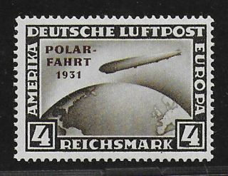Dt.  Reich 4 Rm.  Polarfahrt Zeppelin Flugpost 1931 Mnh Cv $ 2,  640.  -