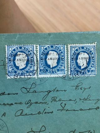 2 1884 & 1885 Portuguese Colonial Mozambique Postal Covers To Lisbon & London 3