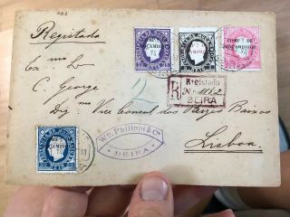 2 1884 & 1885 Portuguese Colonial Mozambique Postal Covers To Lisbon & London 8