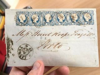 Rare 1857 Domestic Portugal Folded Letter Cover 150 Reis Stamps