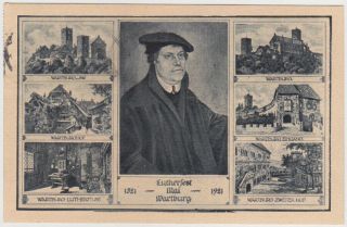 Germany Dr 1921 Illustr.  Pc Luther Festival Wartburg (eisenach) Print.  M.