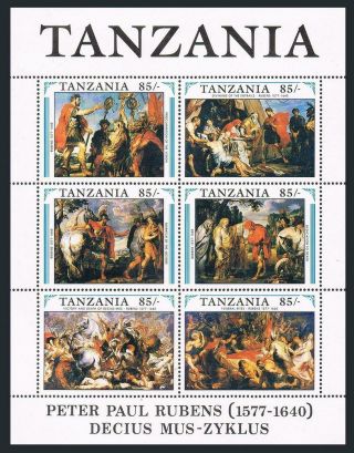 Tanzania 699 Af,  700,  Mnh.  Mi 847 - 852,  Bl.  145.  Peter Paul Rubens,  350th Death Ann.