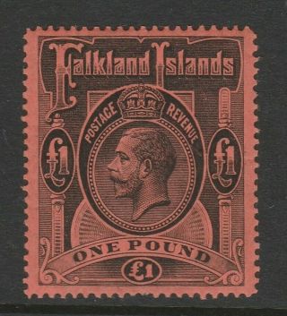 Falkland Islands 1912 - 20 George V £1 Black/ Red Sg 69.