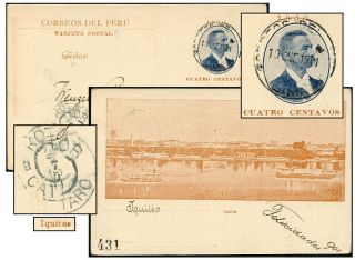 Peru 4¢ Blue Romana Psc Iquitos Jan 1901 - Kotor H&g 52