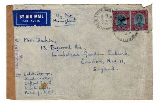 1941 (aug) Malaya/pehang Via Usa/portugal To Gb Censored Airmail / $2.  Rate.