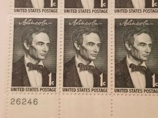 US SCOTT 1113 PANE OF 50 ABRAHAM LINCOLN STAMPS 1 CENT FACE MNH 3