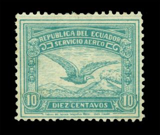 Ecuador 1930 Airmail Essay - Condor Over Mountains,  Volcano 10c Green - Unissued