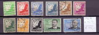 Germany 1934.  Air Mail Stamp.  Yt A43/53.  €105.  00