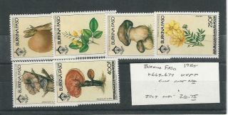 Burkina Faso,  Postage Stamp,  669 - 674 Nh,  1985 Mushroom,  Jfz