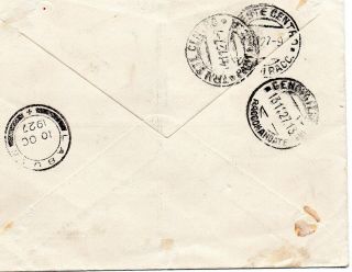 Brunei 1927 registered cover from Brunei to Trieste with LABUAN transit cds 2
